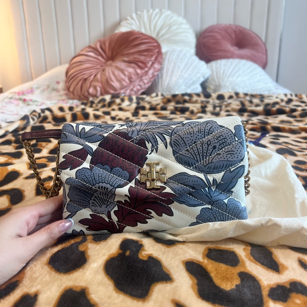 Tory Burch Burgundy Floral Shoulder Bag